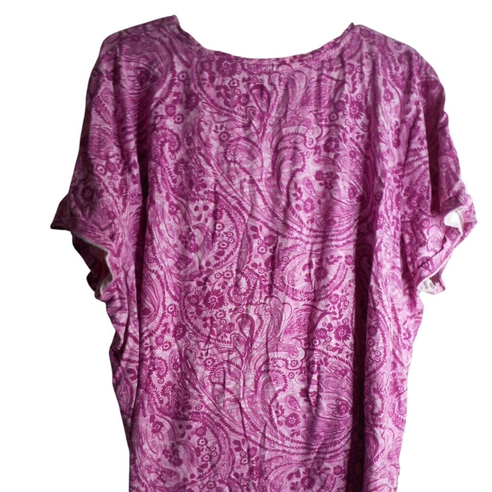 Catherines Size 3x  26/28 WP Petite Pink Paisley Print knit shirt short sleeve - Picture 2 of 4